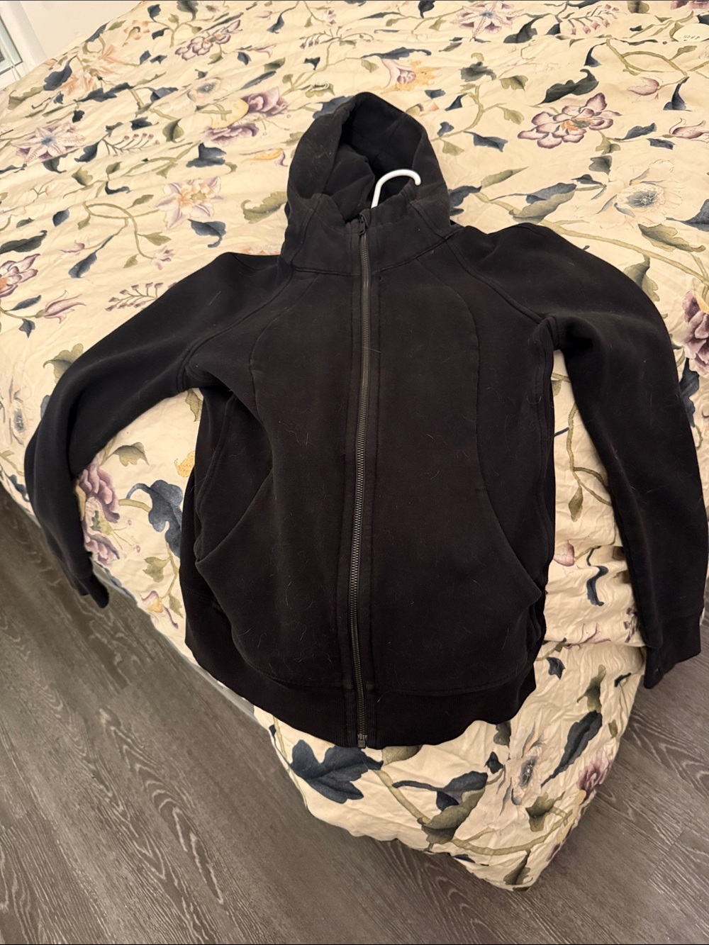 lululemon athletica Black Zip Hoodie with Logo Tag on the hood and on the zipper